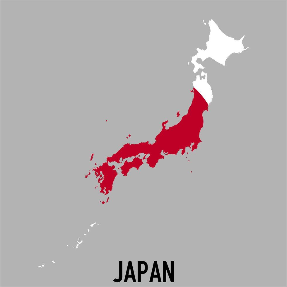 Japan map with flag, Map illustration vector