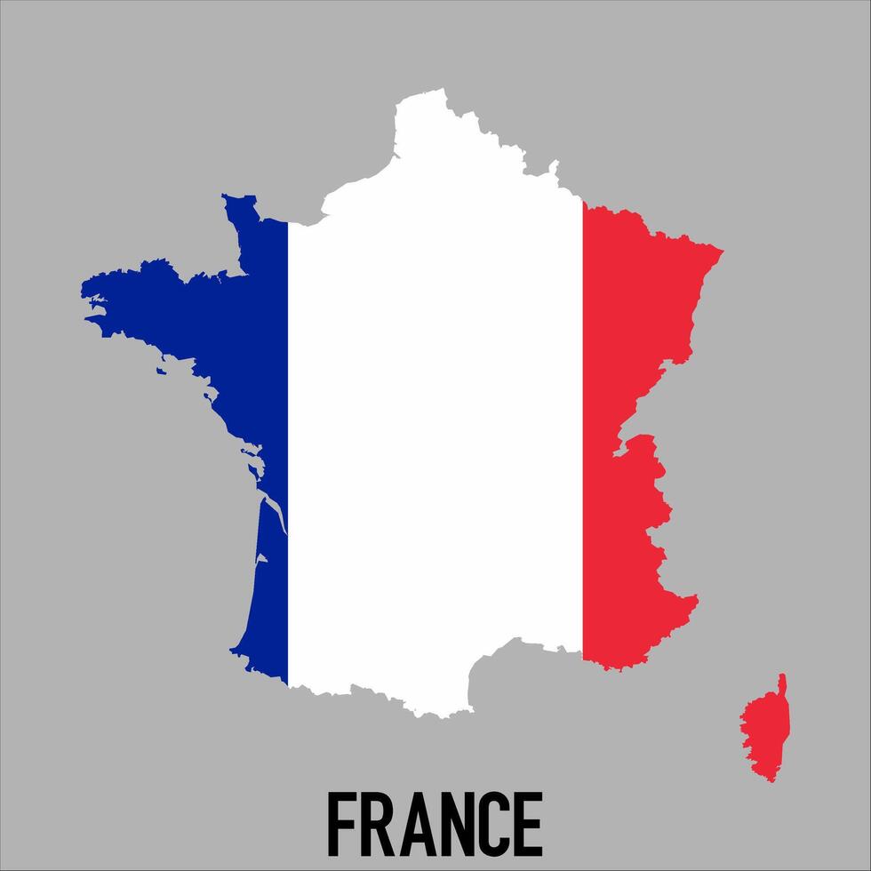 France map with flag, Map illustration vector