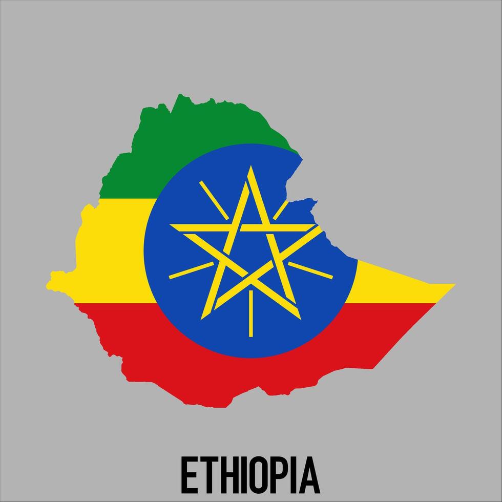 Ethiopia map with flag, Map illustration vector