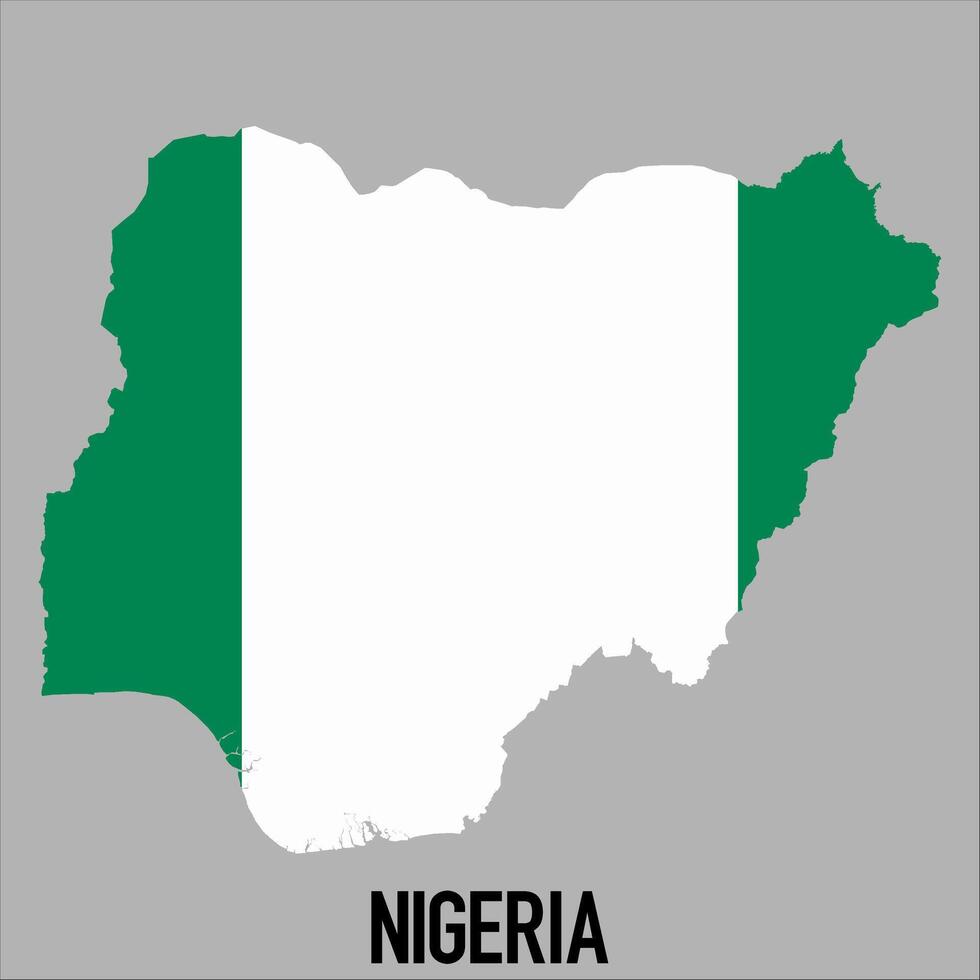 Nigeria map with flag, Map illustration vector