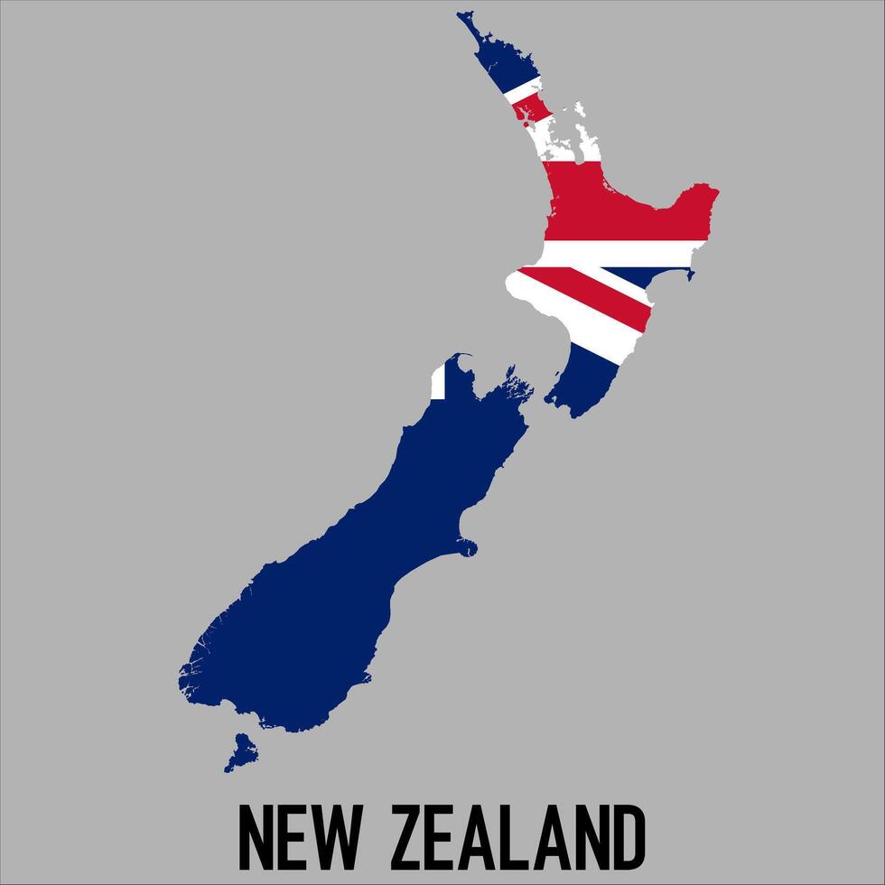 New Zealand map with flag, Map illustration vector