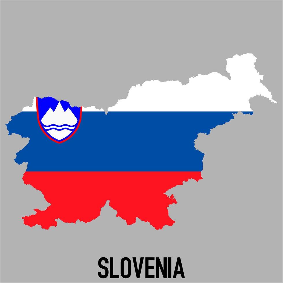 Slovenia map with flag, Map illustration vector