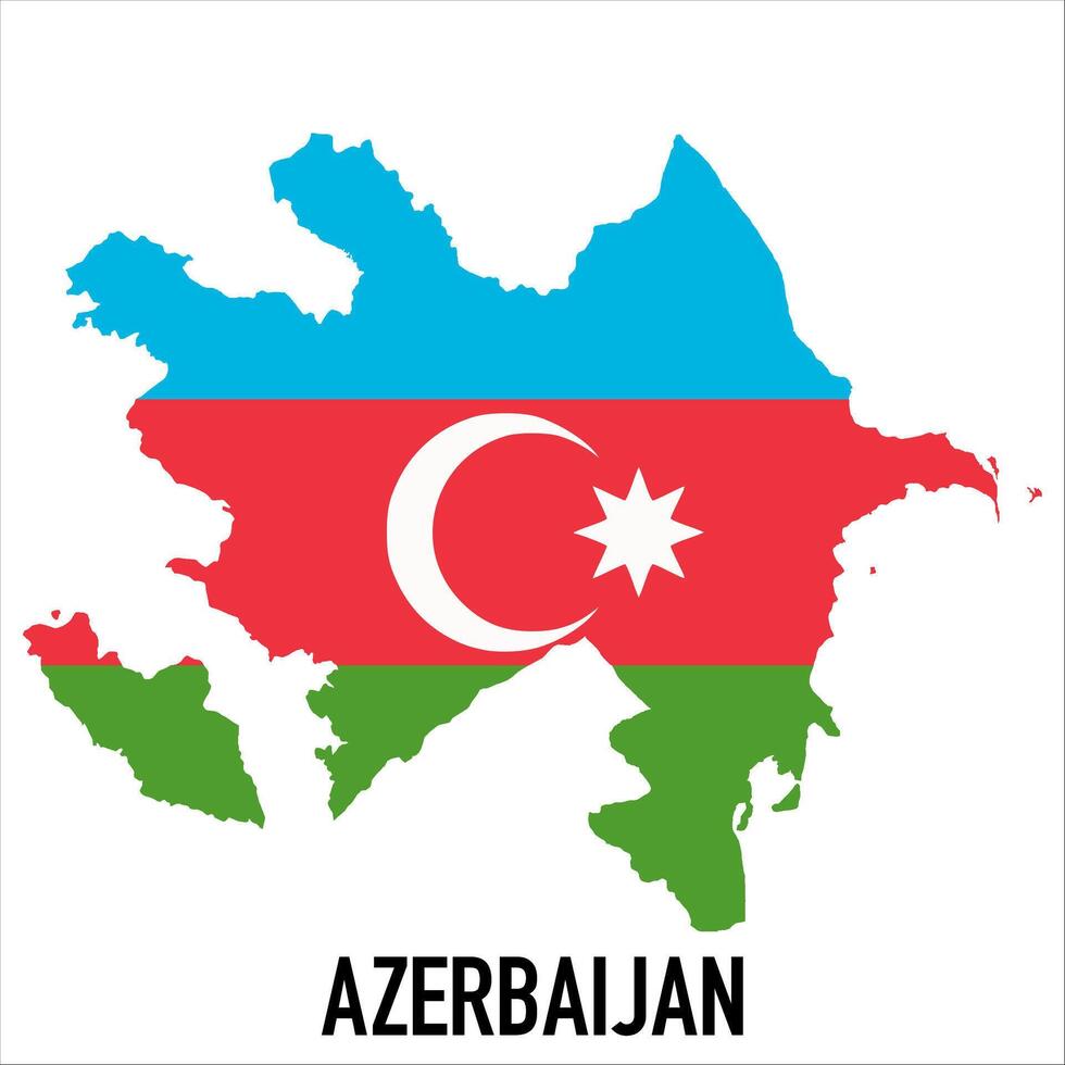 Azerbaijan map with flag, Map illustration vector