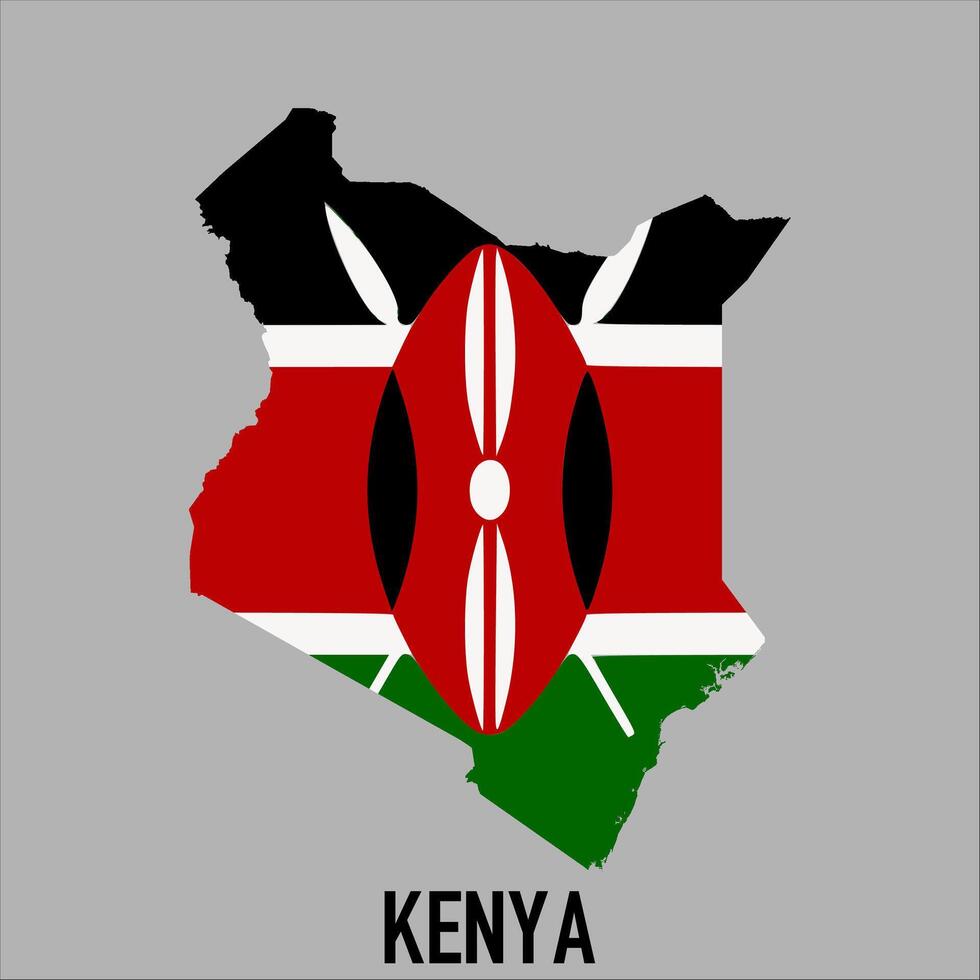 Kenya map with flag, Map illustration vector