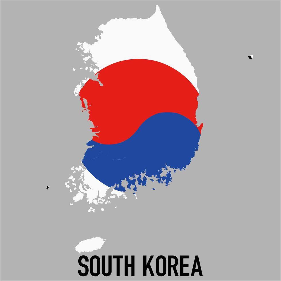 South Korea map with flag, Map illustration vector