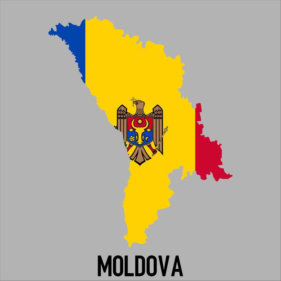 Moldova map with flag, Map illustration vector