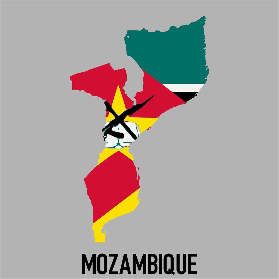 Mozambique map with flag, Map illustration vector