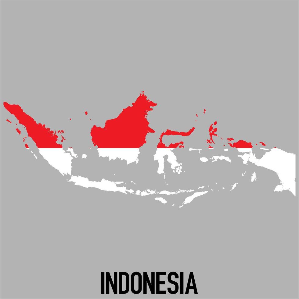 Indonesia map with flag, Map illustration vector