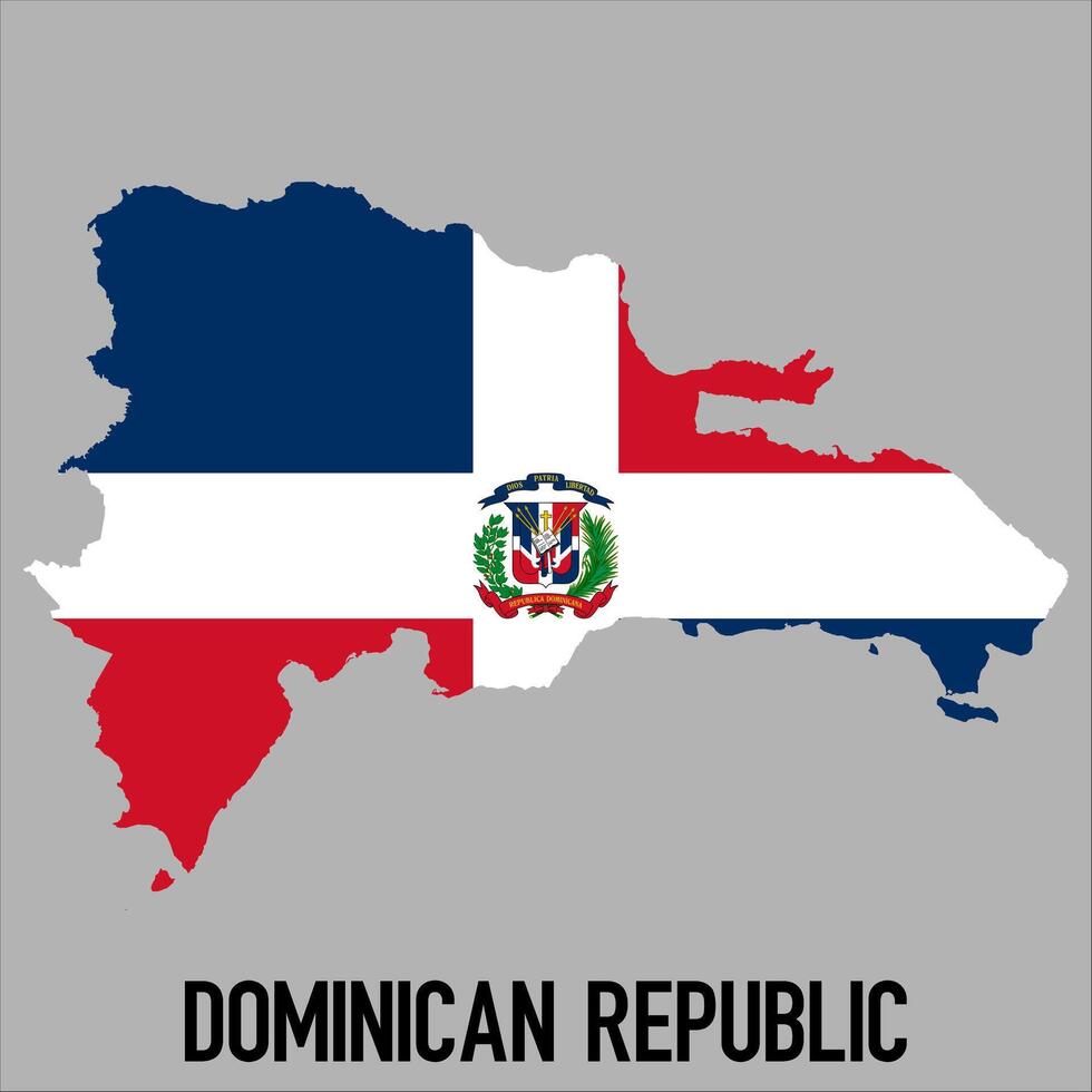 Dominican Repubic map with flag, Map illustration vector