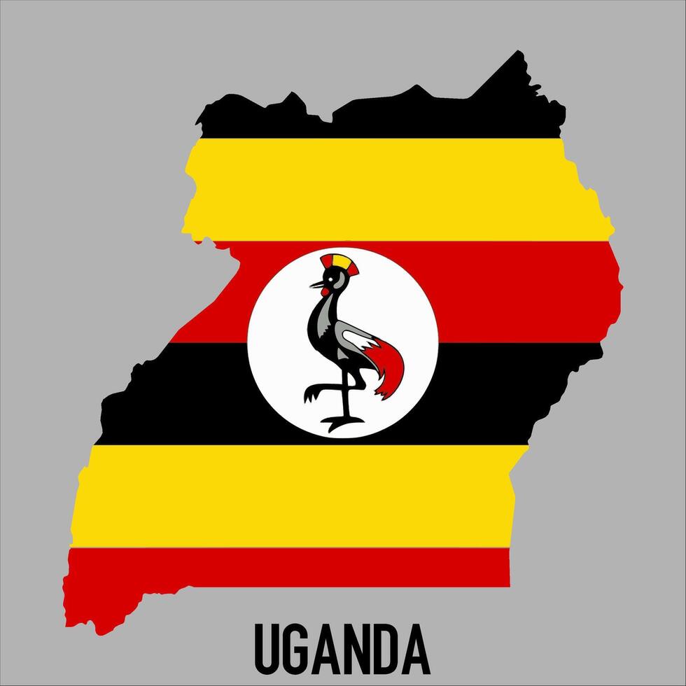 Uganda map with flag, Map illustration vector