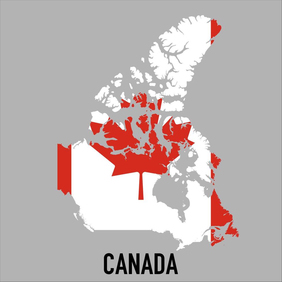 Canada map with flag, Map illustration vector