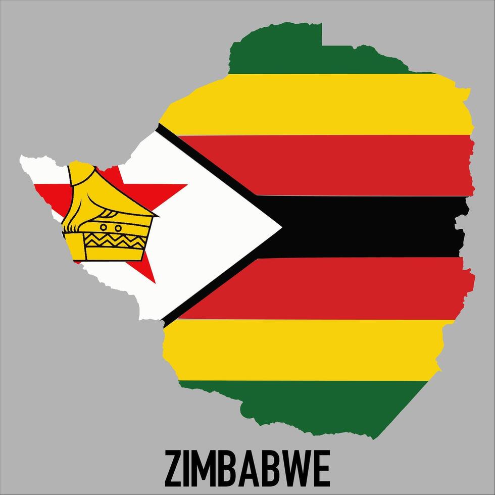 Zimbabwe map with flag, Map illustration vector