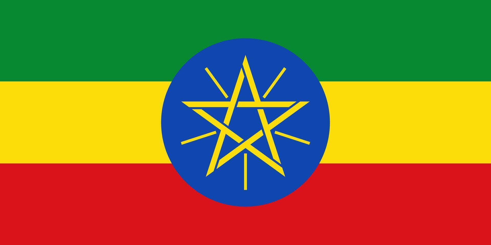 Ethiopia flag. Accurate dimensions and official colors. This file is suitable for digital editing and printing of any size. vector
