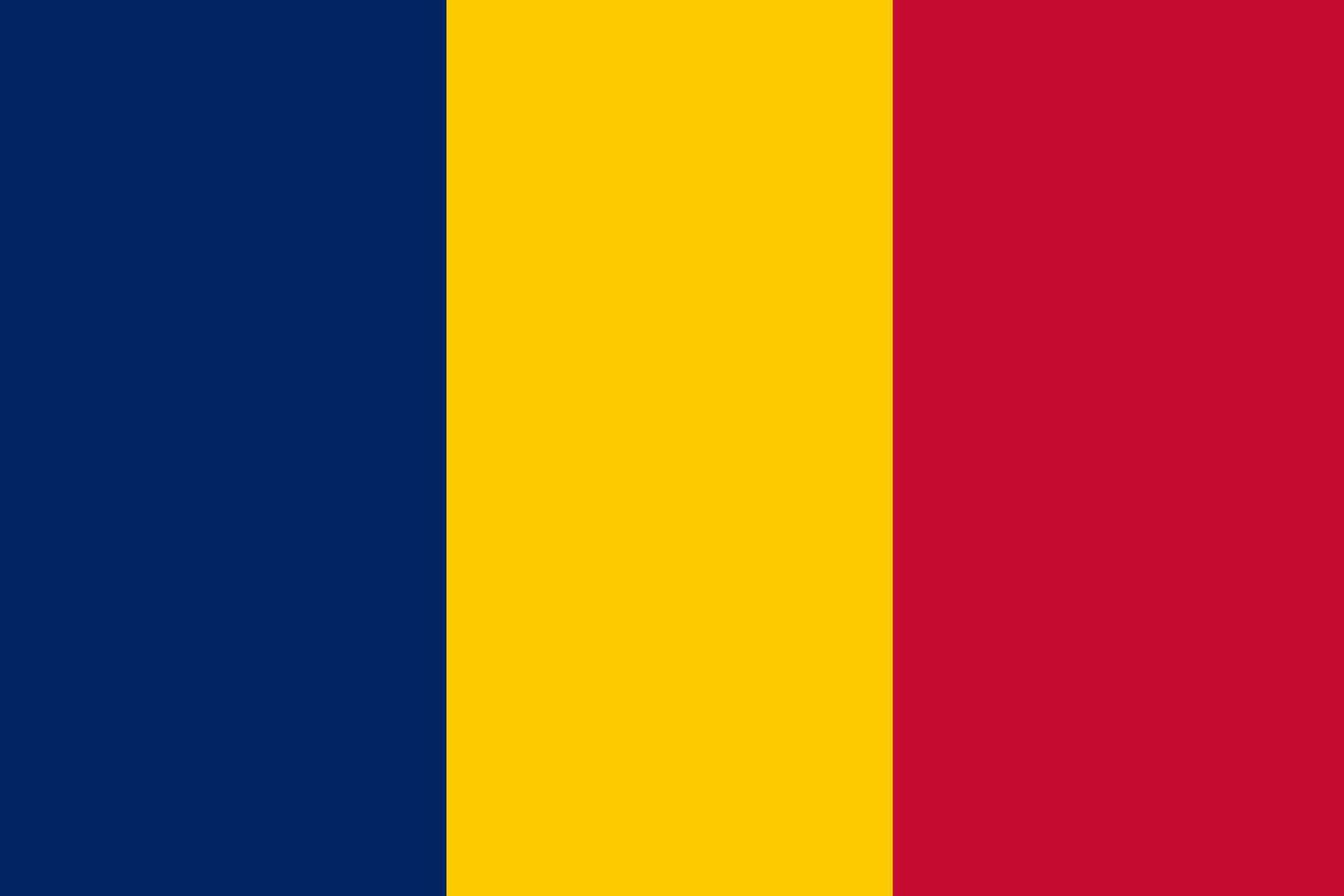 Chad flag. Accurate dimensions and official colors. This file is suitable for digital editing and printing of any size. vector