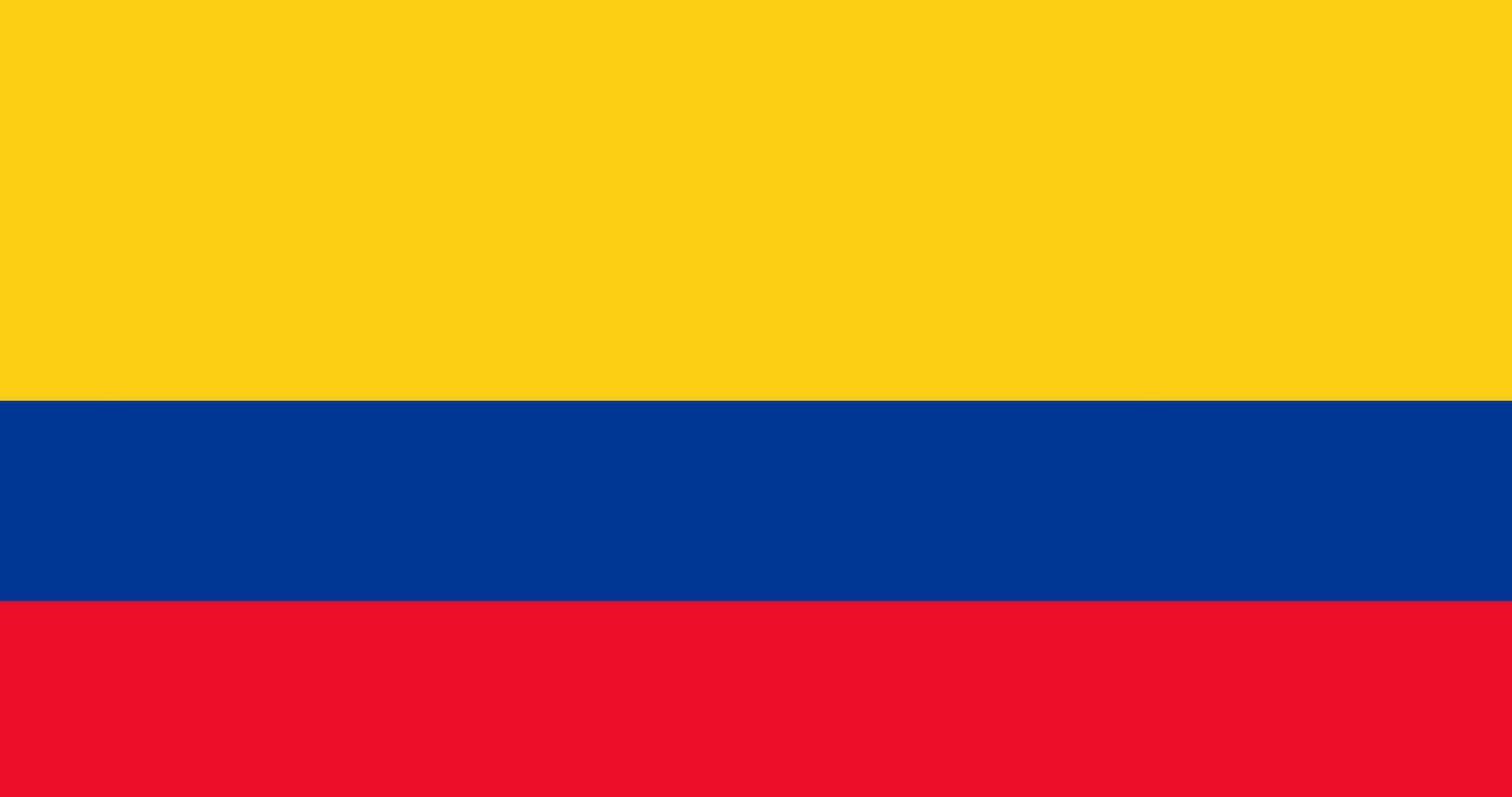 Colombia flag. Accurate dimensions and official colors. This file is suitable for digital editing and printing of any size. vector
