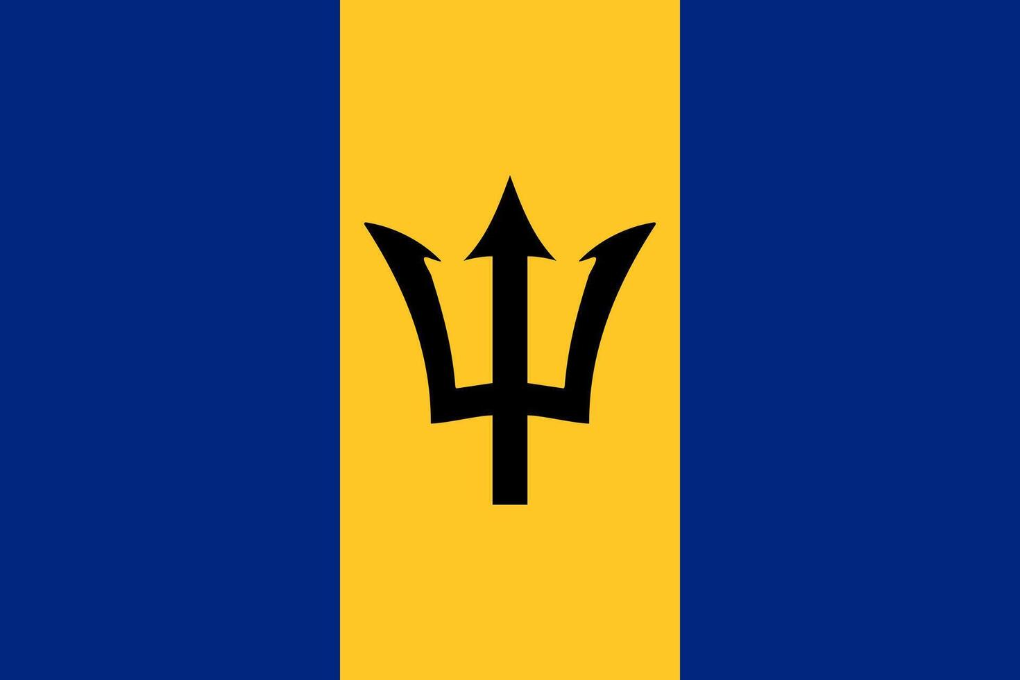 Barbados flag. Accurate dimensions and official colors. This file is suitable for digital editing and printing of any size. vector