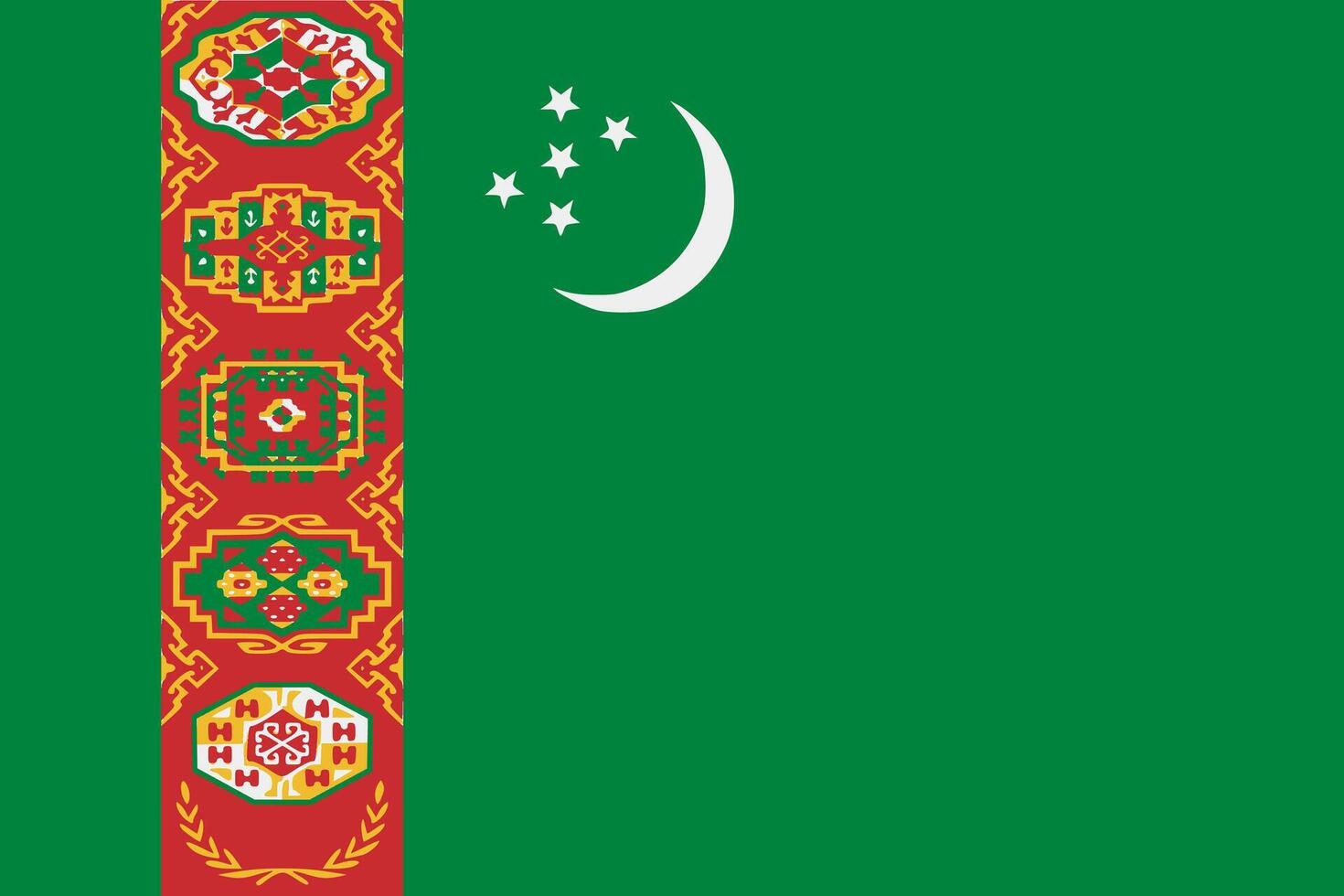 Turkmenistan flag. Accurate dimensions and official colors. This file is suitable for digital editing and printing of any size. vector