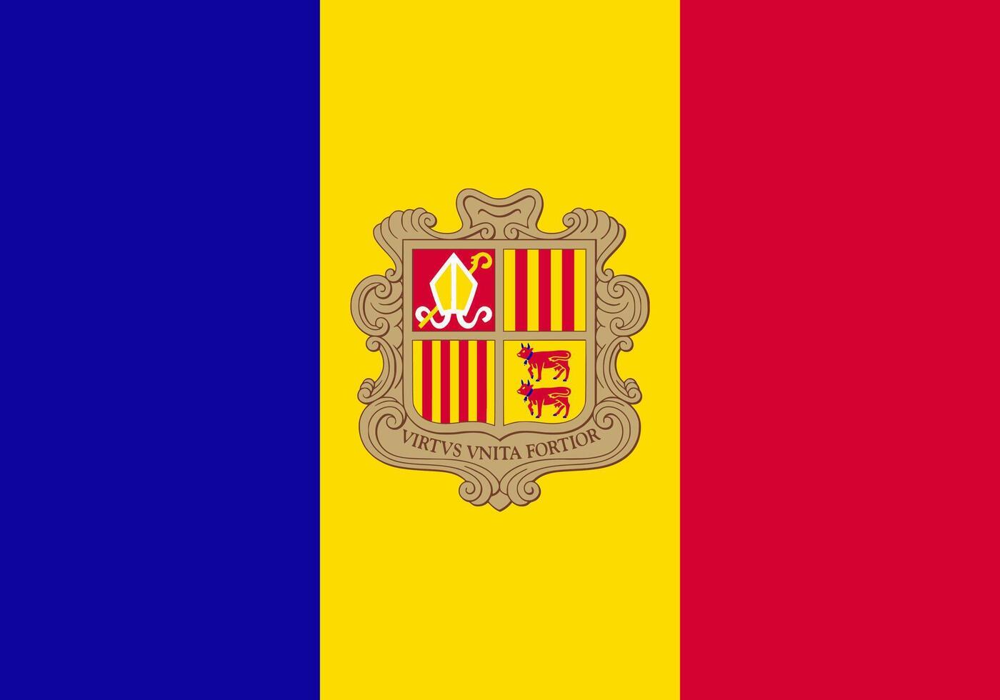 Andorra flag. Accurate dimensions and official colors. This file is suitable for digital editing and printing of any size. vector