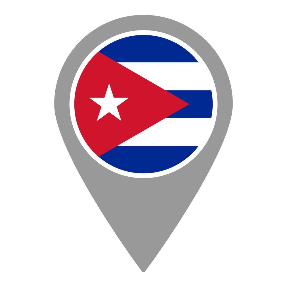 Cuba flag location pin, flag application, Flag on Location Pin, map pointer, illustration. vector