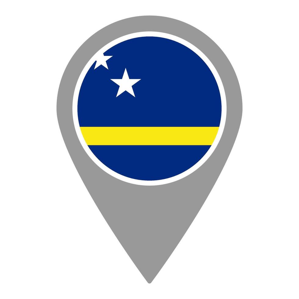 Curacao flag location pin, flag application, Flag on Location Pin, map pointer, illustration. vector