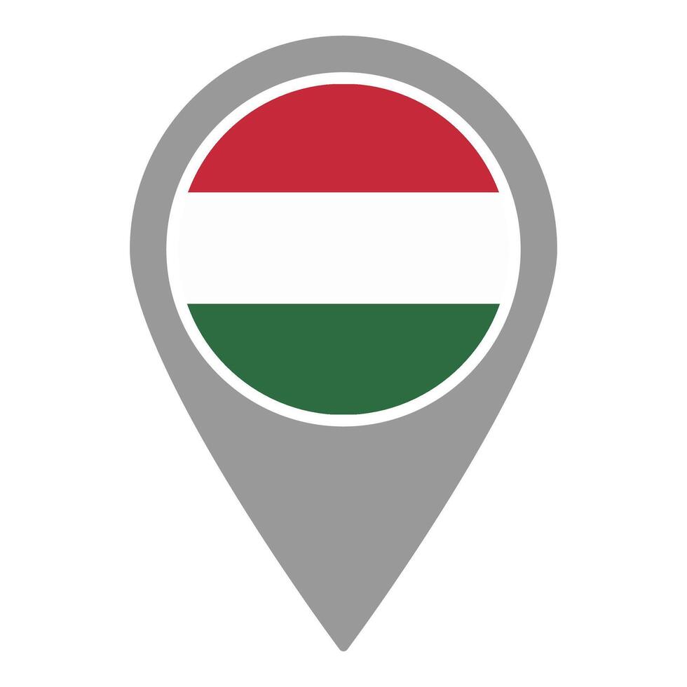 Hungary flag location pin, flag application, Flag on Location Pin, map pointer, illustration. vector