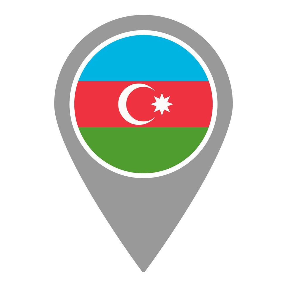 Azerbaijan flag location pin, flag application, Flag on Location Pin, map pointer, illustration. vector