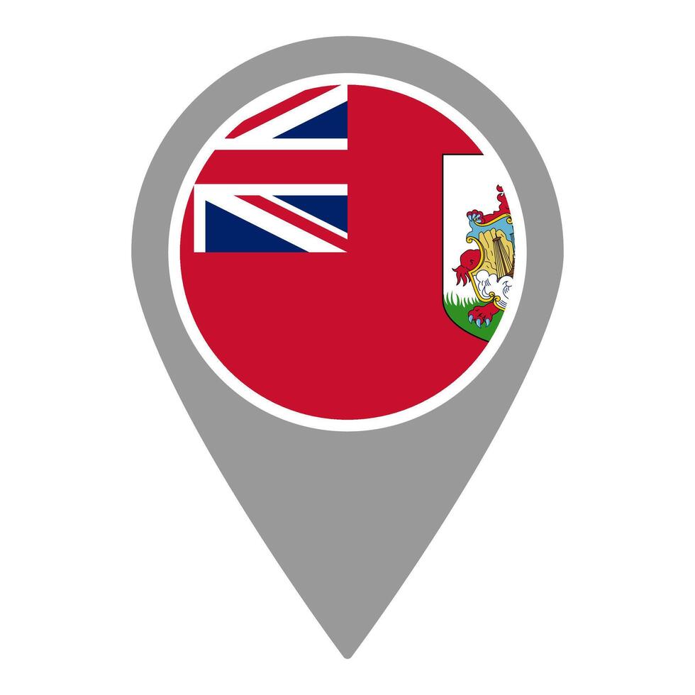 Bermuda flag location pin, flag application, Flag on Location Pin, map pointer, illustration. vector