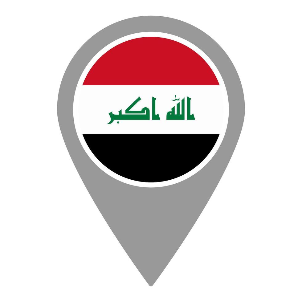 Irak flag location pin, flag application, Flag on Location Pin, map pointer, illustration. vector