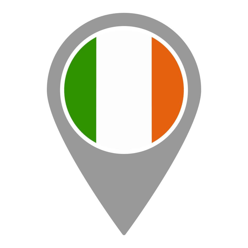 Ireland flag location pin, flag application, Flag on Location Pin, map pointer, illustration. vector