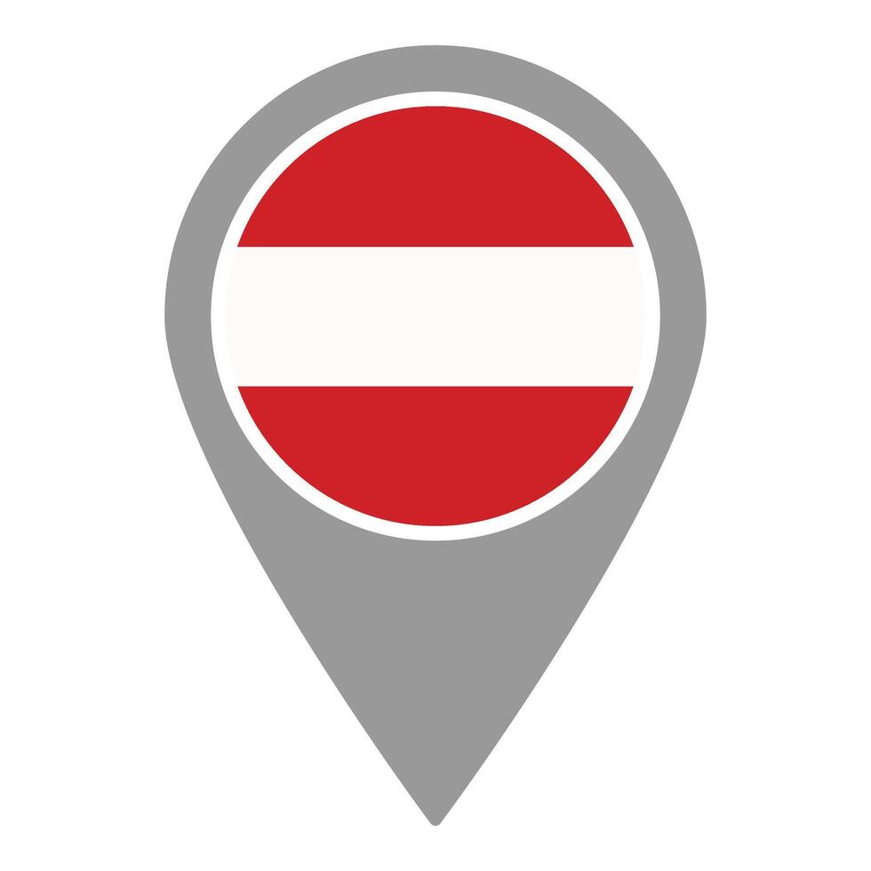 Austria flag location pin, flag application, Flag on Location Pin, map pointer, illustration. vector