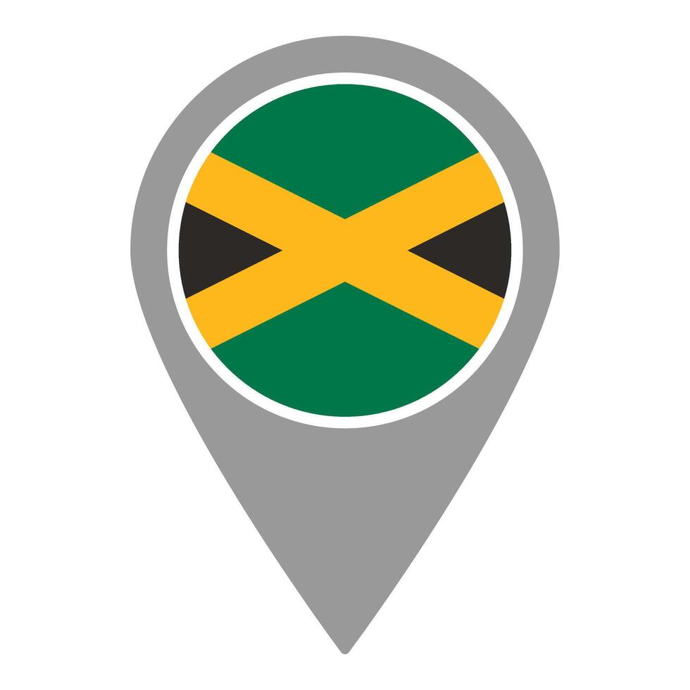 Jamaica flag location pin, flag application, Flag on Location Pin, map pointer, illustration. vector