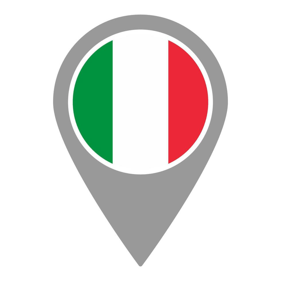 Italy flag location pin, flag application, Flag on Location Pin, map pointer, illustration. vector