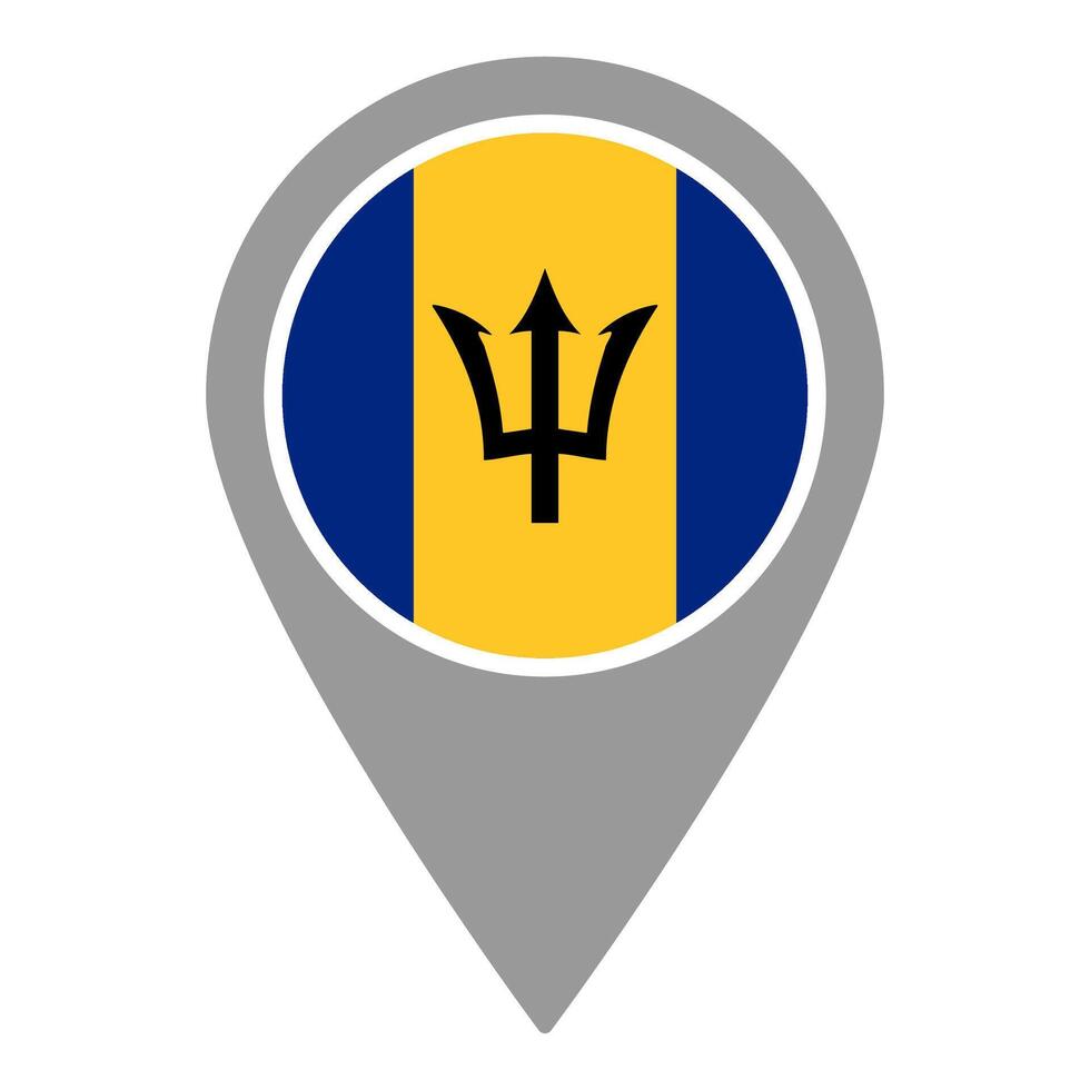 Barbados flag location pin, flag application, Flag on Location Pin, map pointer, illustration. vector