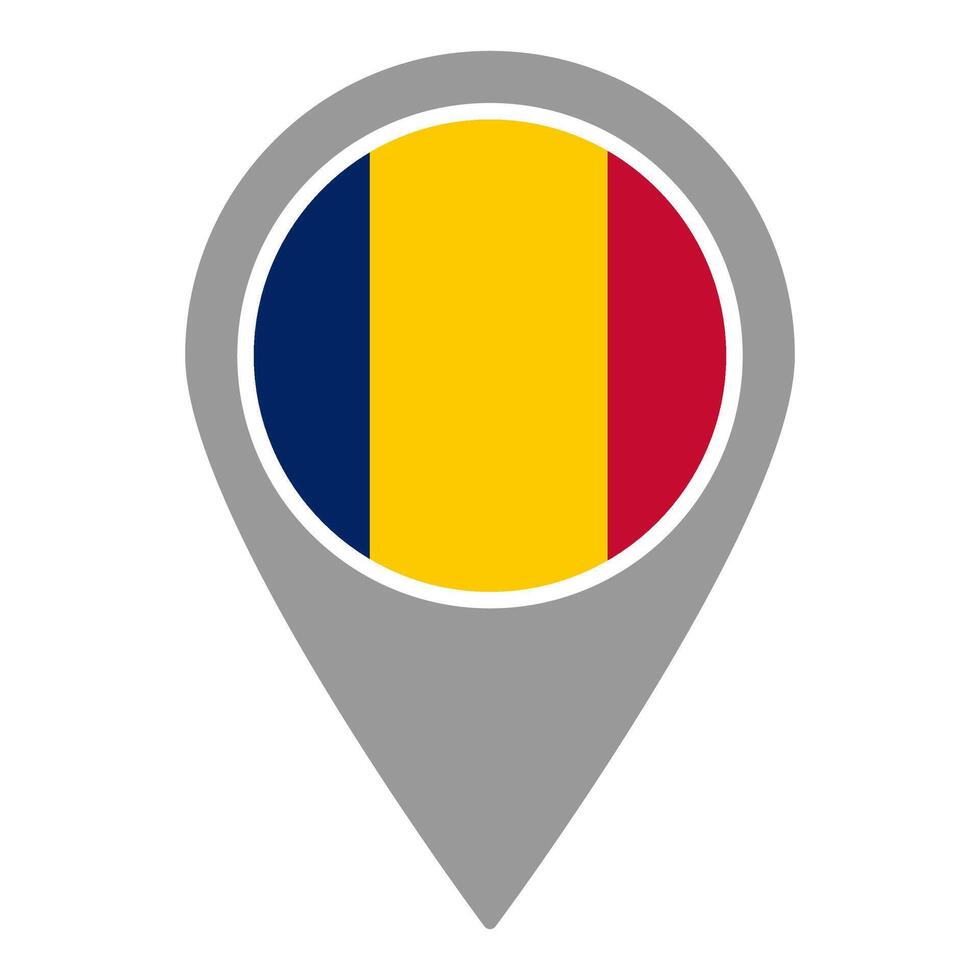 Chad flag location pin, flag application, Flag on Location Pin, map pointer, illustration. vector