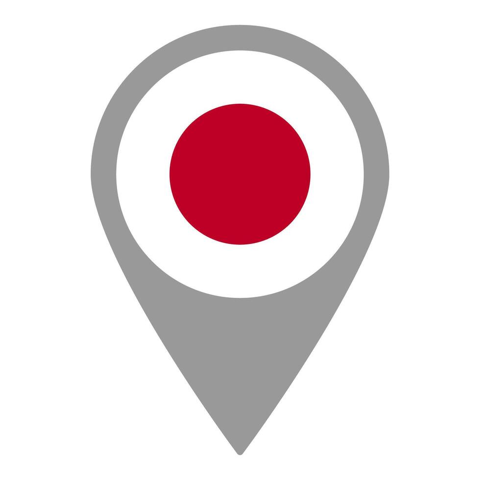 Jepang flag location pin, flag application, Flag on Location Pin, map pointer, illustration. vector