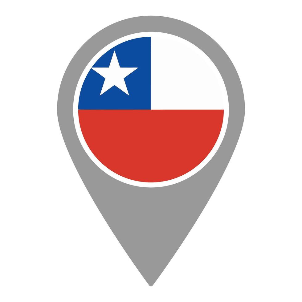 Chile flag location pin, flag application, Flag on Location Pin, map pointer, illustration. vector