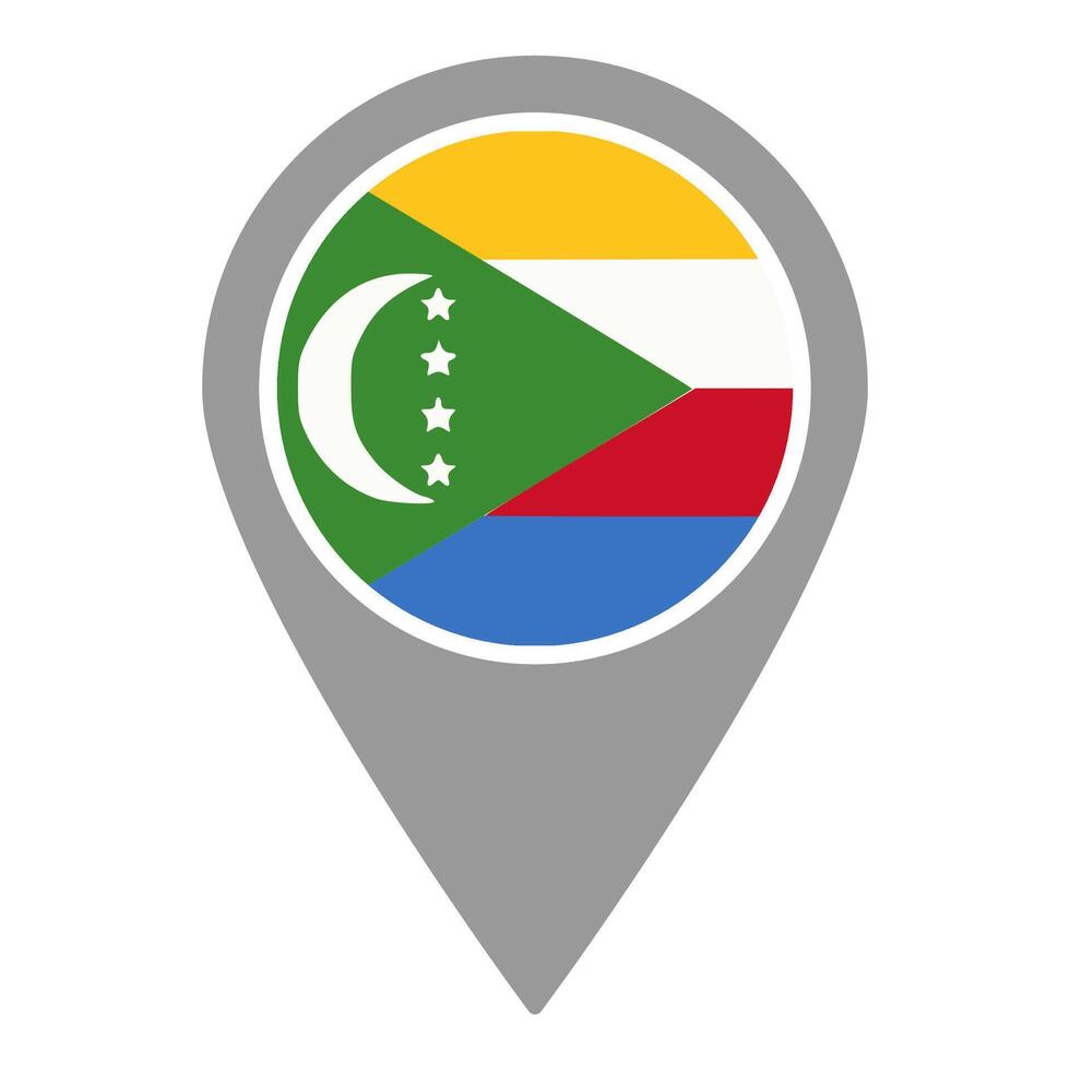 Comoros flag location pin, flag application, Flag on Location Pin, map pointer, illustration. vector