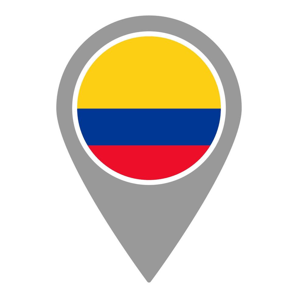 Colombia flag location pin, flag application, Flag on Location Pin, map pointer, illustration. vector