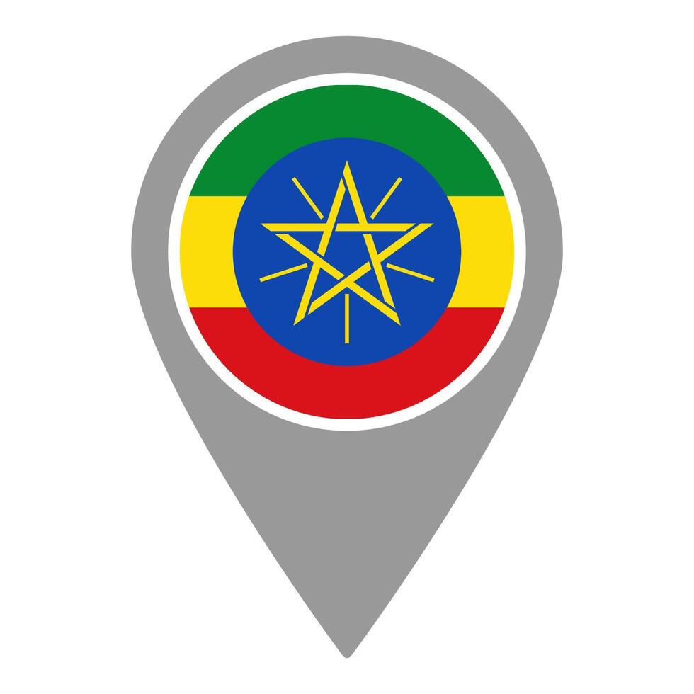 Ethiopia flag location pin, flag application, Flag on Location Pin, map pointer, illustration. vector