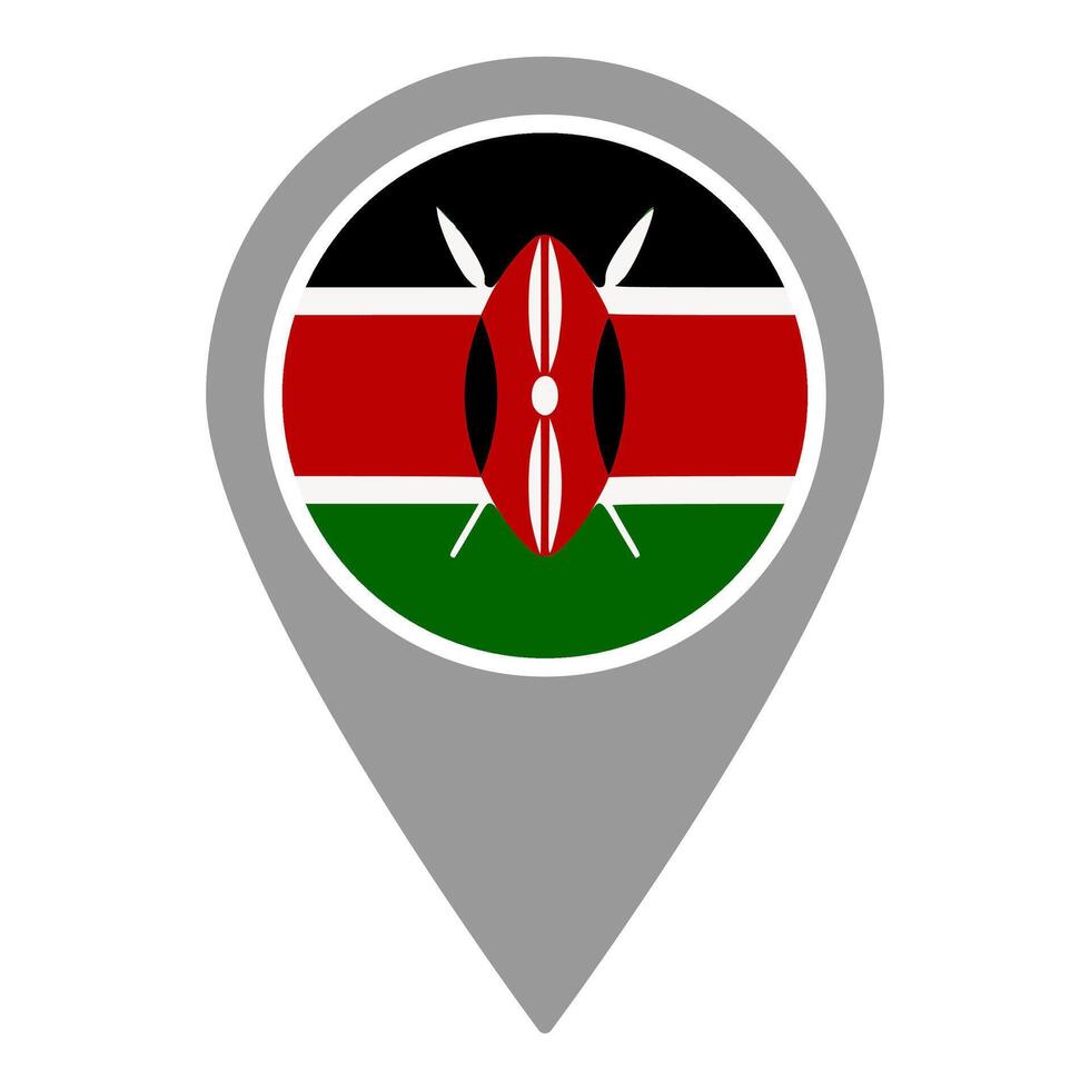 Kenya flag location pin, flag application, Flag on Location Pin, map pointer, illustration. vector