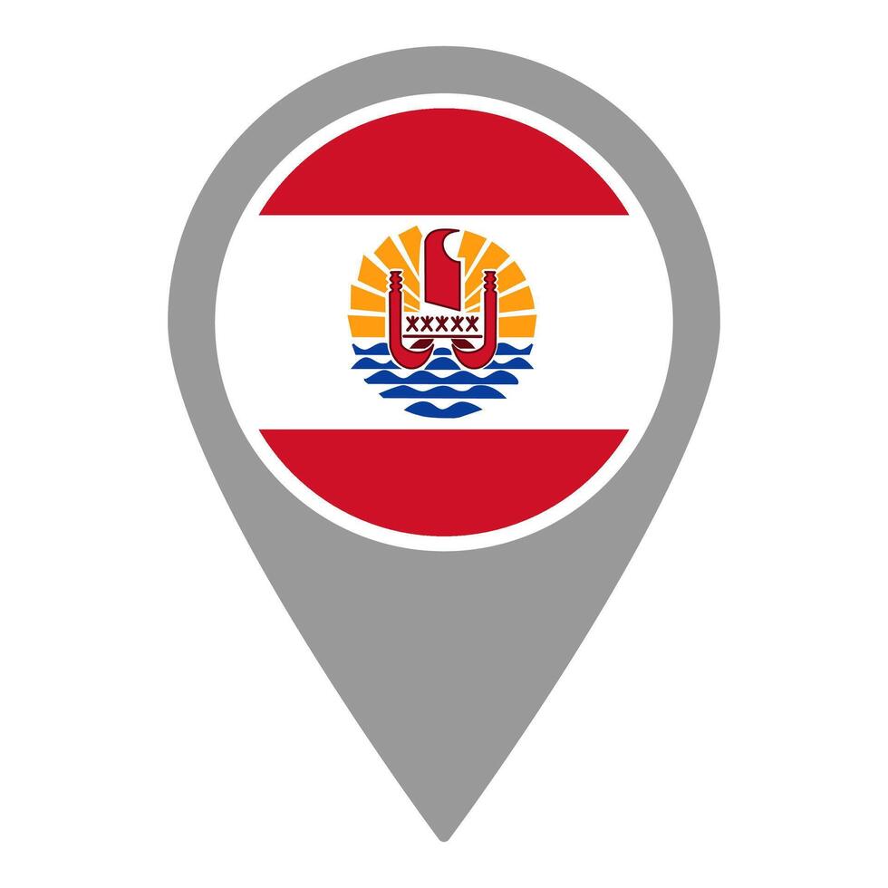 French Polynesia flag location pin, flag application, Flag on Location Pin, map pointer, illustration. vector