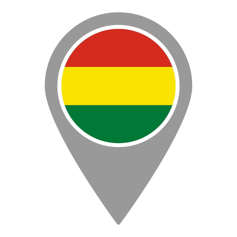 Bolivia flag location pin, flag application, Flag on Location Pin, map pointer, illustration. vector