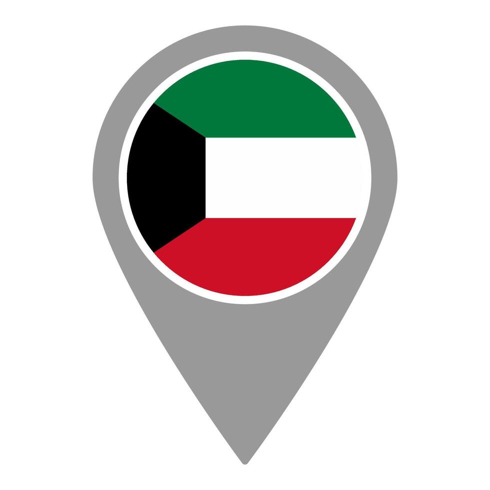 Kuwait flag location pin, flag application, Flag on Location Pin, map pointer, illustration. vector