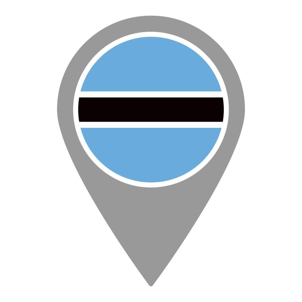 Botswana flag location pin, flag application, Flag on Location Pin, map pointer, illustration. vector