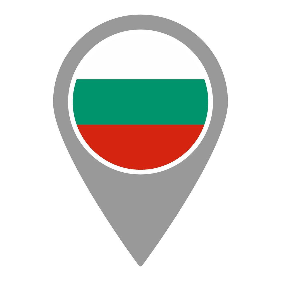 Bulgaria flag location pin, flag application, Flag on Location Pin, map pointer, illustration. vector