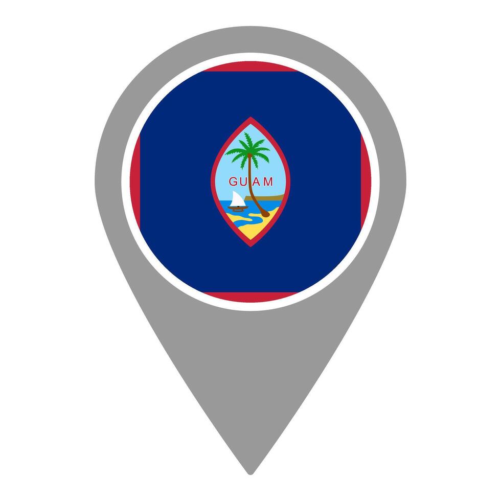 Guam flag location pin, flag application, Flag on Location Pin, map pointer, illustration. vector