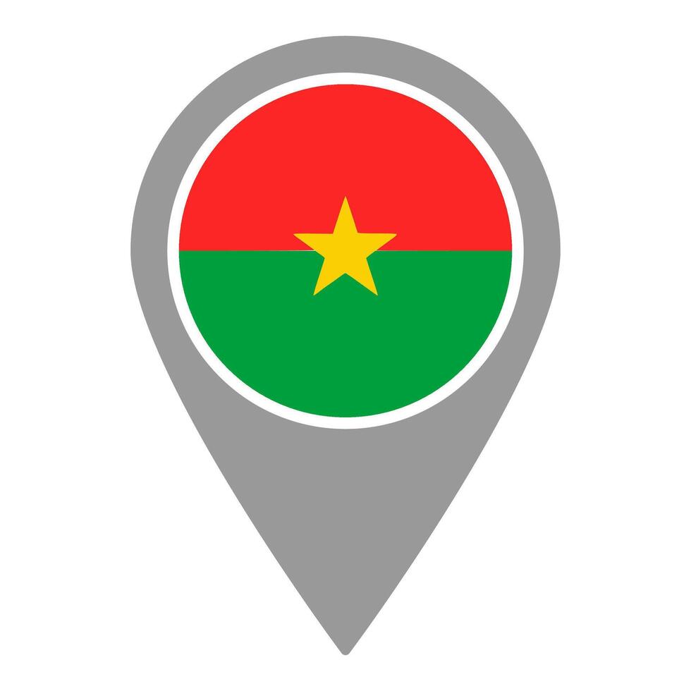 Burkina Faso flag location pin, flag application, Flag on Location Pin, map pointer, illustration. vector
