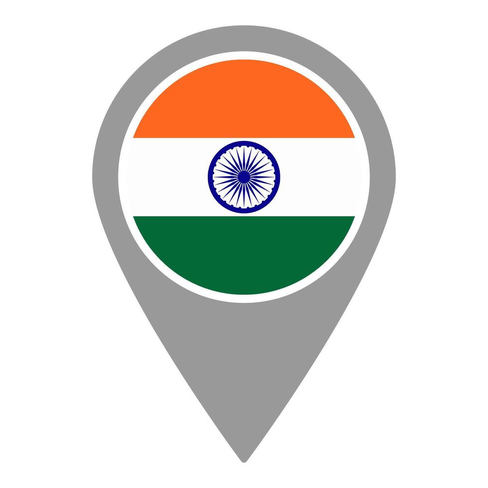 India flag location pin, flag application, Flag on Location Pin, map pointer, illustration. vector