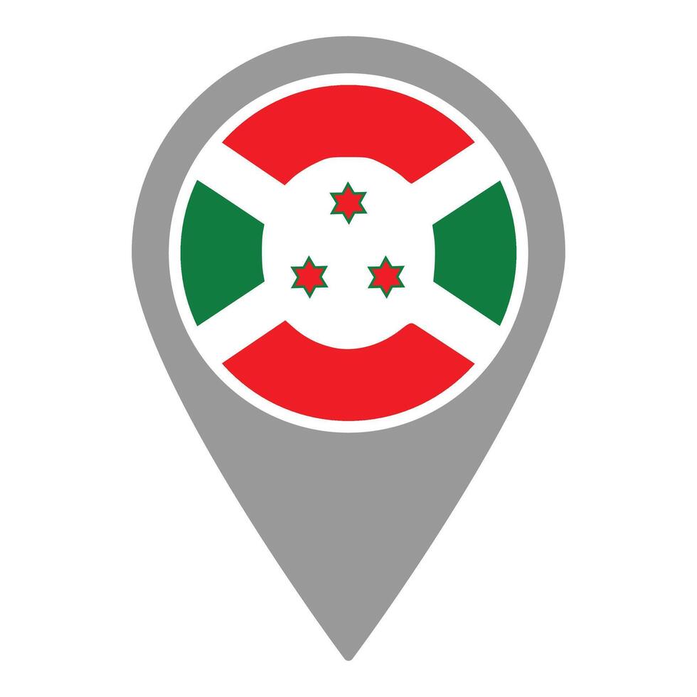 Burundi flag location pin, flag application, Flag on Location Pin, map pointer, illustration. vector