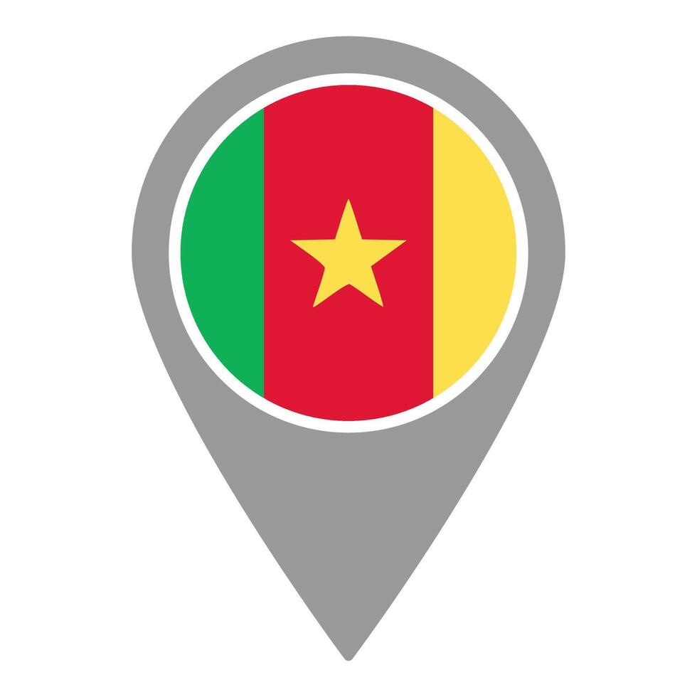 Cameroon flag location pin, flag application, Flag on Location Pin, map pointer, illustration. vector